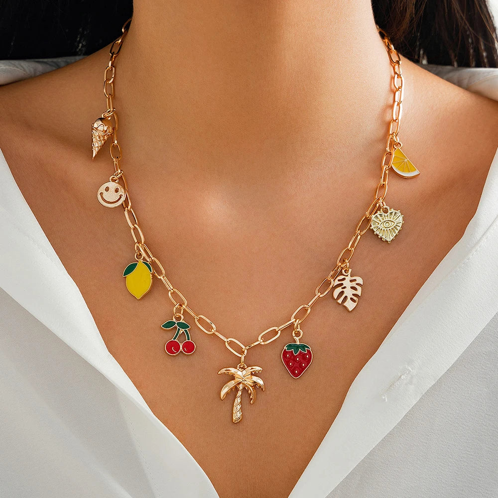 Boho Fruity Charm Necklace